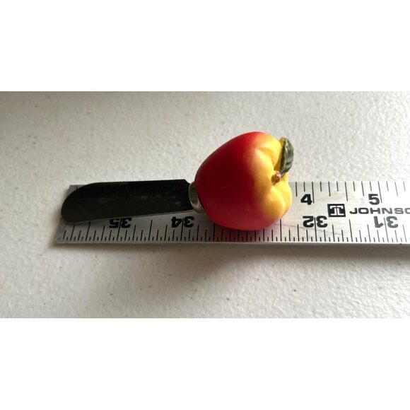 Vtg Red & Yellow Apple Spreaders With Ceramic Bowl - Set Of 4 Spreaders & Bowl - Picture 7 of 7